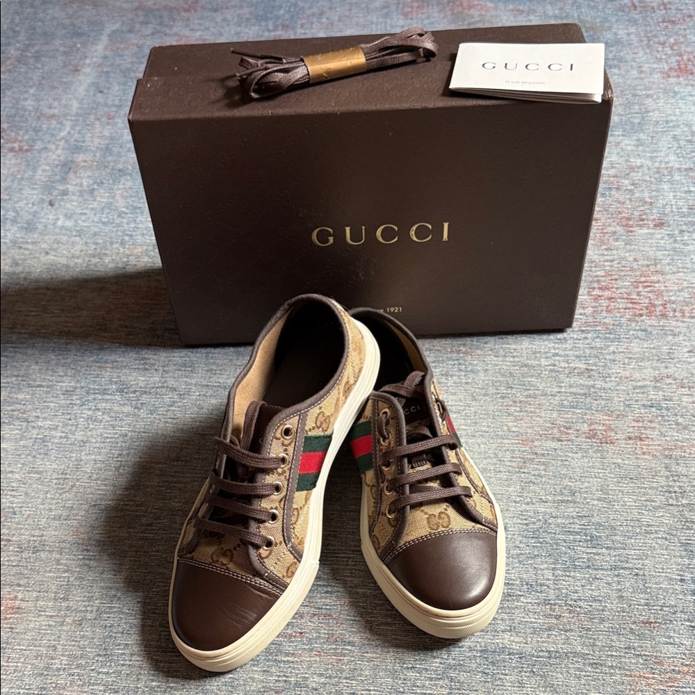 EUC Gucci Brown and Beige Women's Sneakers - FREE SHIPPING